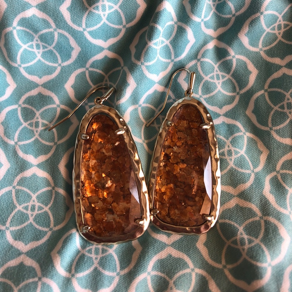Kendra Scott Amber Earrings with Hammered Gold